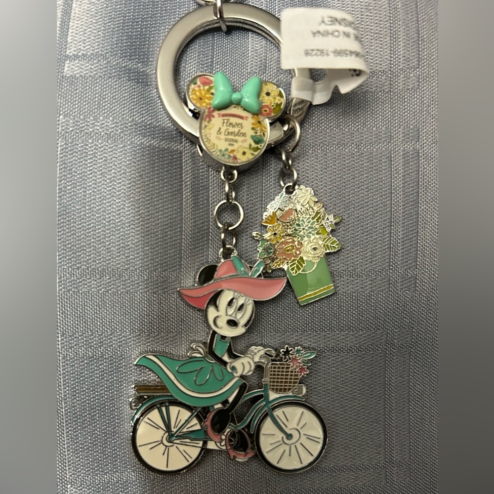 Disney Epcot Exclusive 2020 Flower & Garden Minnie Slider Charm Keychain NEW